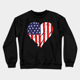 American Flag Heart Abstract 4th Of July Gift Crewneck Sweatshirt